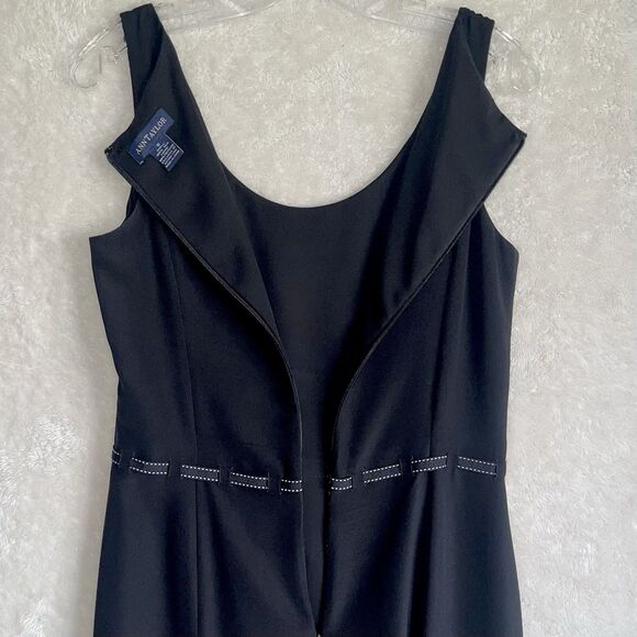 Loft Black Silk Dress Size 6 White Dotted Ribbon Sleeveless Casual Feminine - Picture 7 of 11